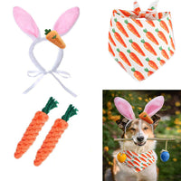 HKM-1739325 Easter-Themed Pet Party Décor Kit with Carrots, Towels, and Hair Hoop