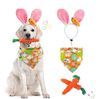 HKM-1739325 Easter-Themed Pet Party Décor Kit with Carrots, Towels, and Hair Hoop