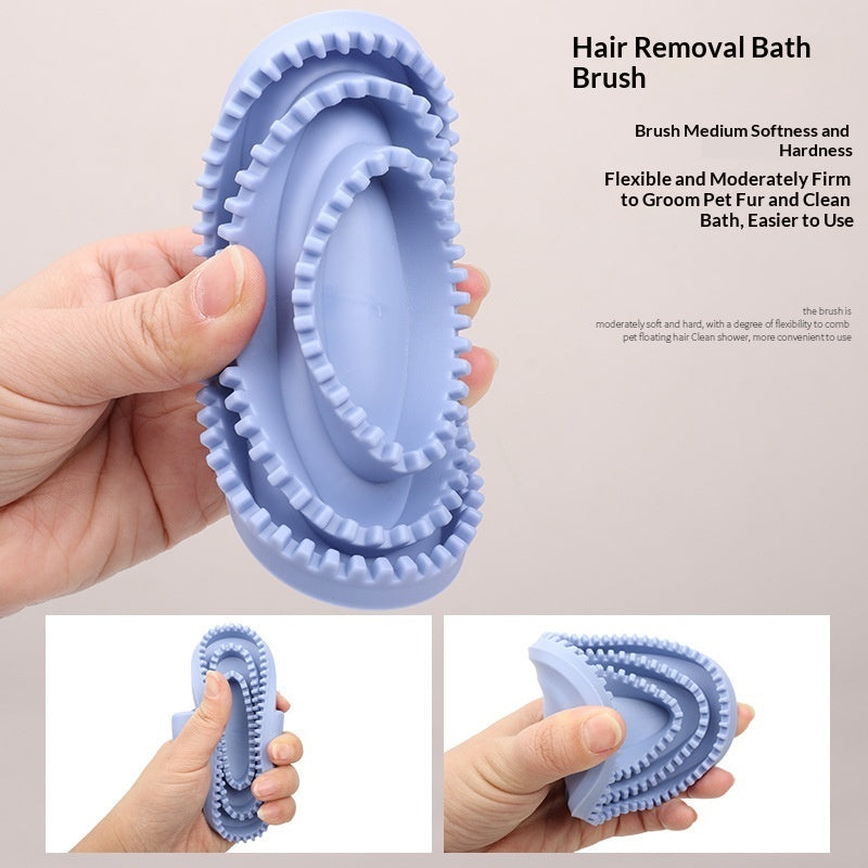 HKM-1739581 Pet Bathing Massage Brush - Personalized TPR Brush for Dogs in Purple, Blue, and Gray