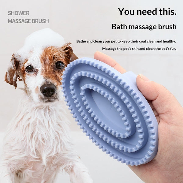 HKM-1739581 Pet Bathing Massage Brush - Personalized TPR Brush for Dogs in Purple, Blue, and Gray