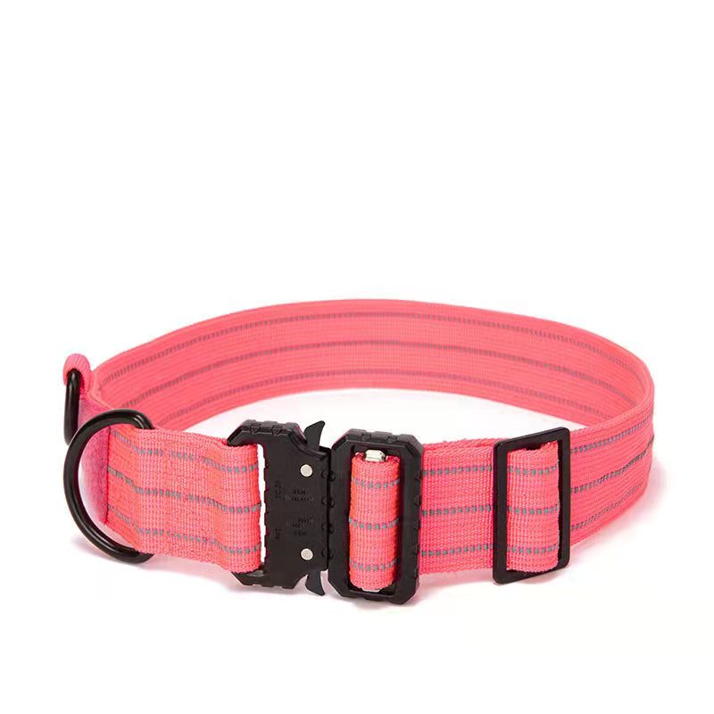 HKM-1739709 Tactical Dog Collar for Outdoor Use - Adjustable 32-56CM for 30-80 Pound Dogs - Various Colors Available