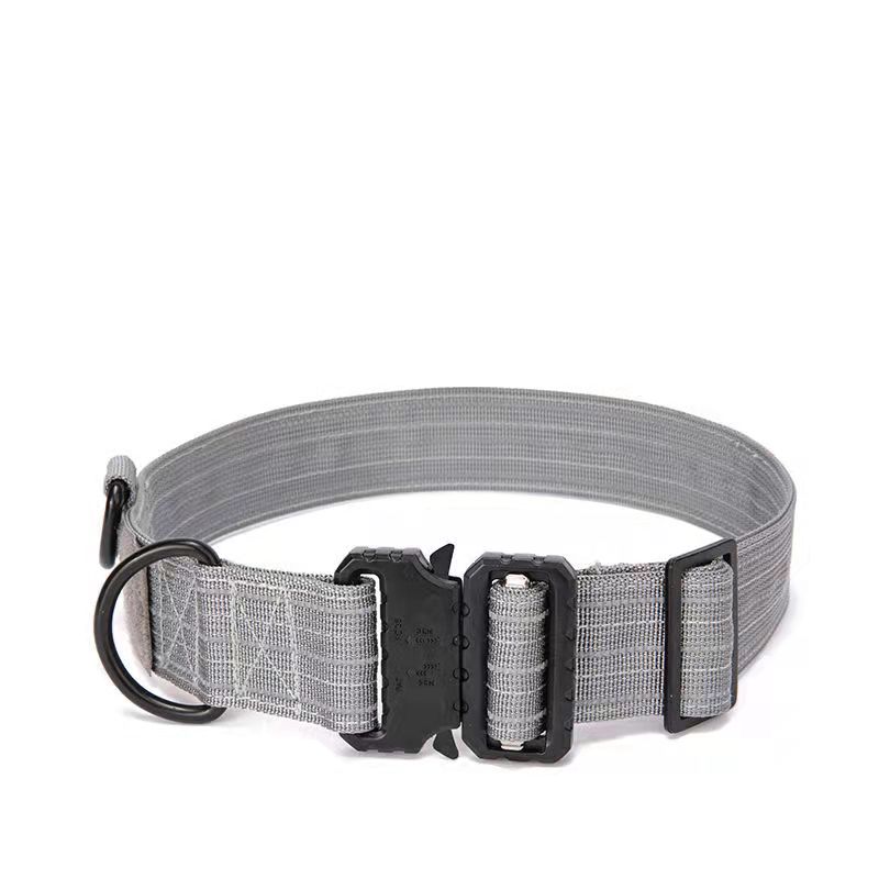 HKM-1739709 Tactical Dog Collar for Outdoor Use - Adjustable 32-56CM for 30-80 Pound Dogs - Various Colors Available