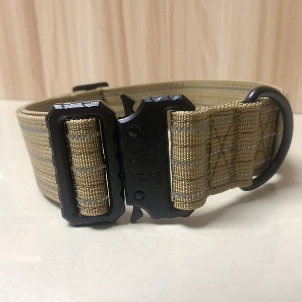 HKM-1739709 Tactical Dog Collar for Outdoor Use - Adjustable 32-56CM for 30-80 Pound Dogs - Various Colors Available