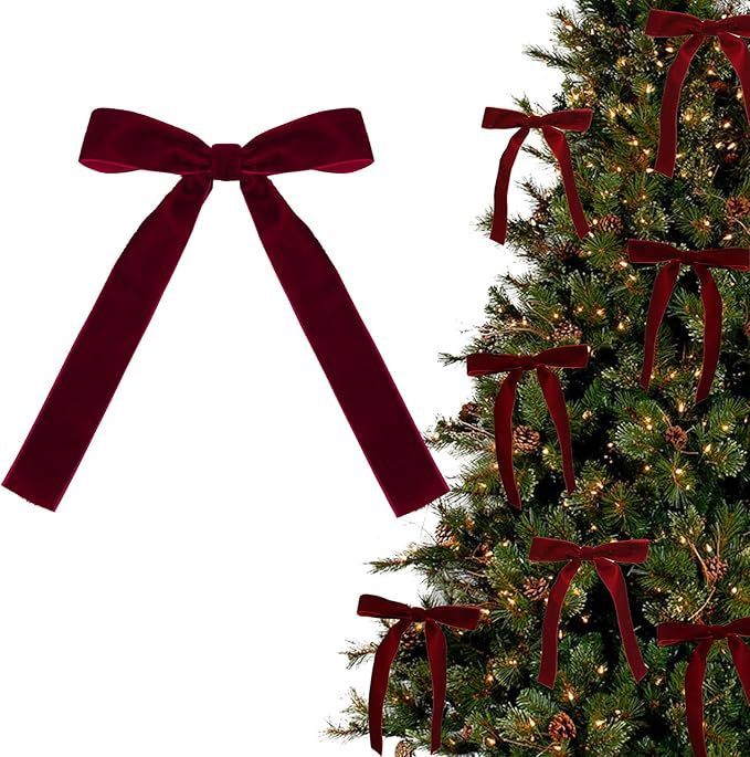 HKM-173971 Elegant Velvet Christmas Tree Pendant Door Hanging Decoration with Red and Wine Red Options