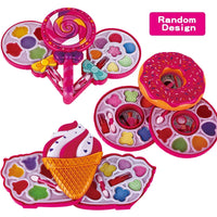 HKM-174099 Girls' Makeup Play Set with Eco-Friendly Lipstick, Blush, and Eyeshadow in Cute Donut and Ice Cream Designs