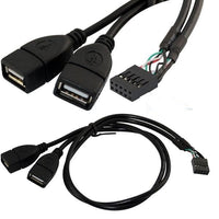 HKM-174227 USB Dual AM-Head Data Cable, 2x5pin Female DuPont, 45CM Length, High-Speed Signal Transmission