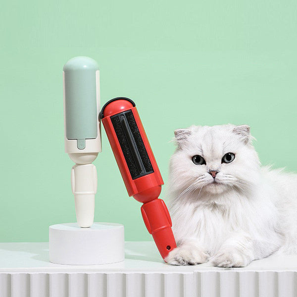 HKM-1743293 Double-Sided Electrostatic Pet Hair Remover Brush - Multi-Purpose, White & Red, 24.9x5.4x5.9CM