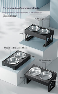 HKM-1743677 Adjustable Elevated Pet Bowl Set with Stainless Steel Double Bowl and Slow Feeder