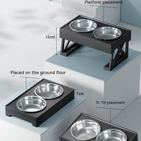 HKM-1743677 Adjustable Elevated Pet Bowl Set with Stainless Steel Double Bowl and Slow Feeder