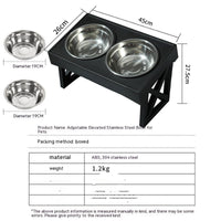 HKM-1743677 Adjustable Elevated Pet Bowl Set with Stainless Steel Double Bowl and Slow Feeder