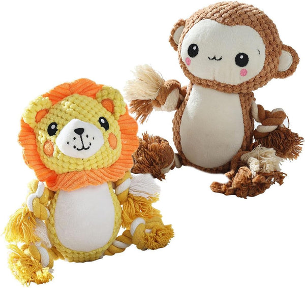 HKM-1744957 Squeaky Plush Dog Toys Set - Soft Stuffing-Free Assortment for Medium to Large Dogs