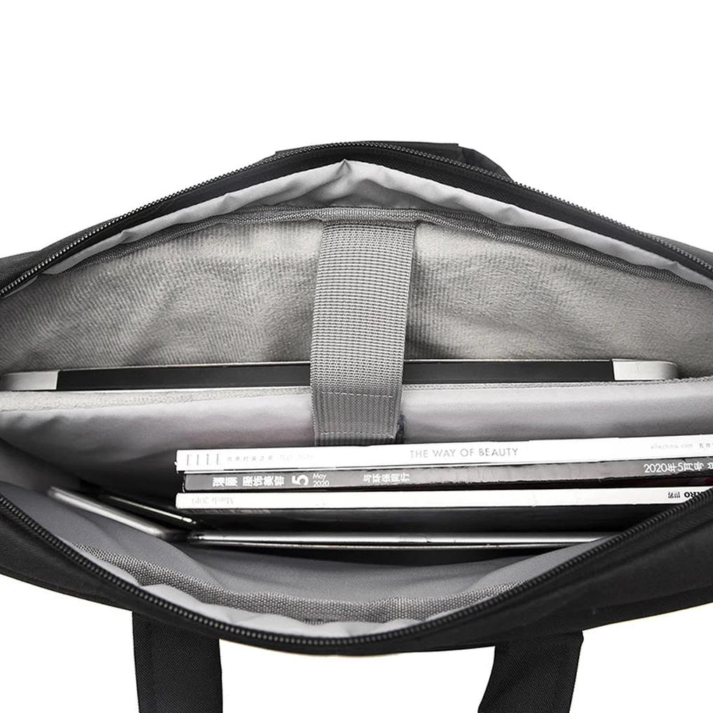 HKM-174547 Large Capacity 16 Inch Nylon Laptop Tote Bag - Portable Black Case for Computers