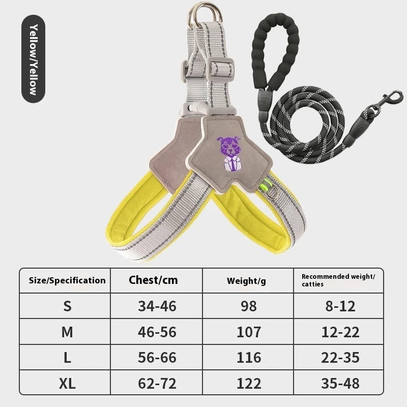 HKM-1747261 Adjustable Dog Leash with Hand Holding Rope Vest - Nylon Material, Available in Black, Red, and Yellow