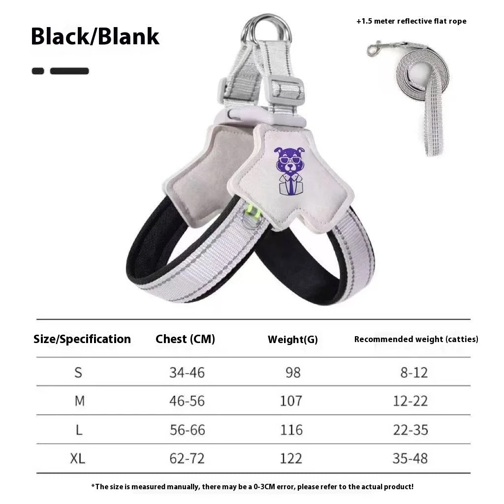 HKM-1747261 Adjustable Dog Leash with Hand Holding Rope Vest - Nylon Material, Available in Black, Red, and Yellow