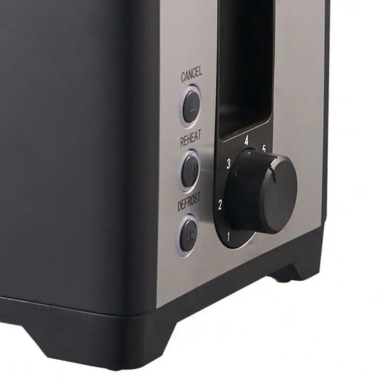 HKM-174739 Retro 2 Slice Portable Black Stainless Steel Toaster