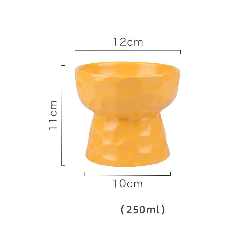 HKM-1747645 Ceramic Pet Bowl with Concave-Convex Design, Available in Multiple Colors, 480ml and 250ml Capacities