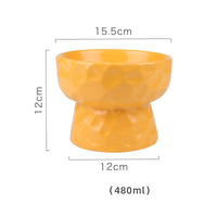 HKM-1747645 Ceramic Pet Bowl with Concave-Convex Design, Available in Multiple Colors, 480ml and 250ml Capacities