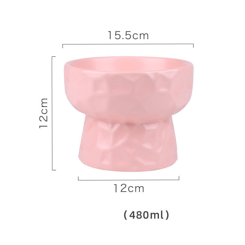 HKM-1747645 Ceramic Pet Bowl with Concave-Convex Design, Available in Multiple Colors, 480ml and 250ml Capacities
