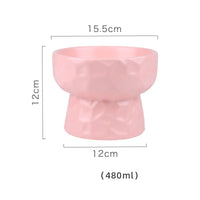 HKM-1747645 Ceramic Pet Bowl with Concave-Convex Design, Available in Multiple Colors, 480ml and 250ml Capacities