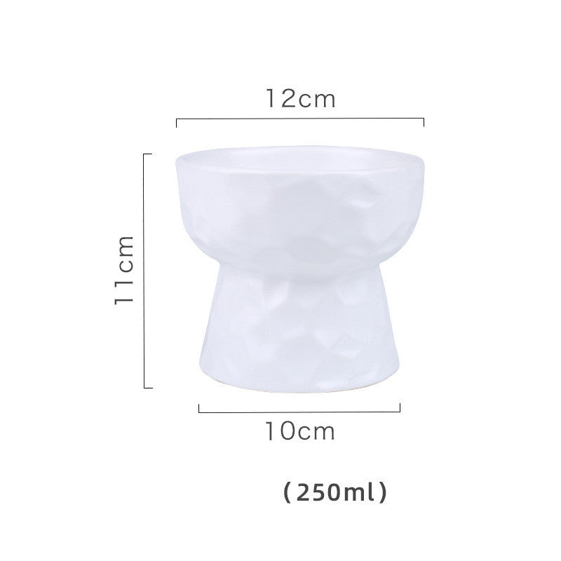HKM-1747645 Ceramic Pet Bowl with Concave-Convex Design, Available in Multiple Colors, 480ml and 250ml Capacities