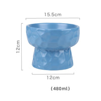 HKM-1747645 Ceramic Pet Bowl with Concave-Convex Design, Available in Multiple Colors, 480ml and 250ml Capacities