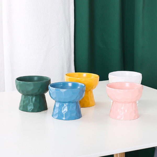HKM-1747645 Ceramic Pet Bowl with Concave-Convex Design, Available in Multiple Colors, 480ml and 250ml Capacities