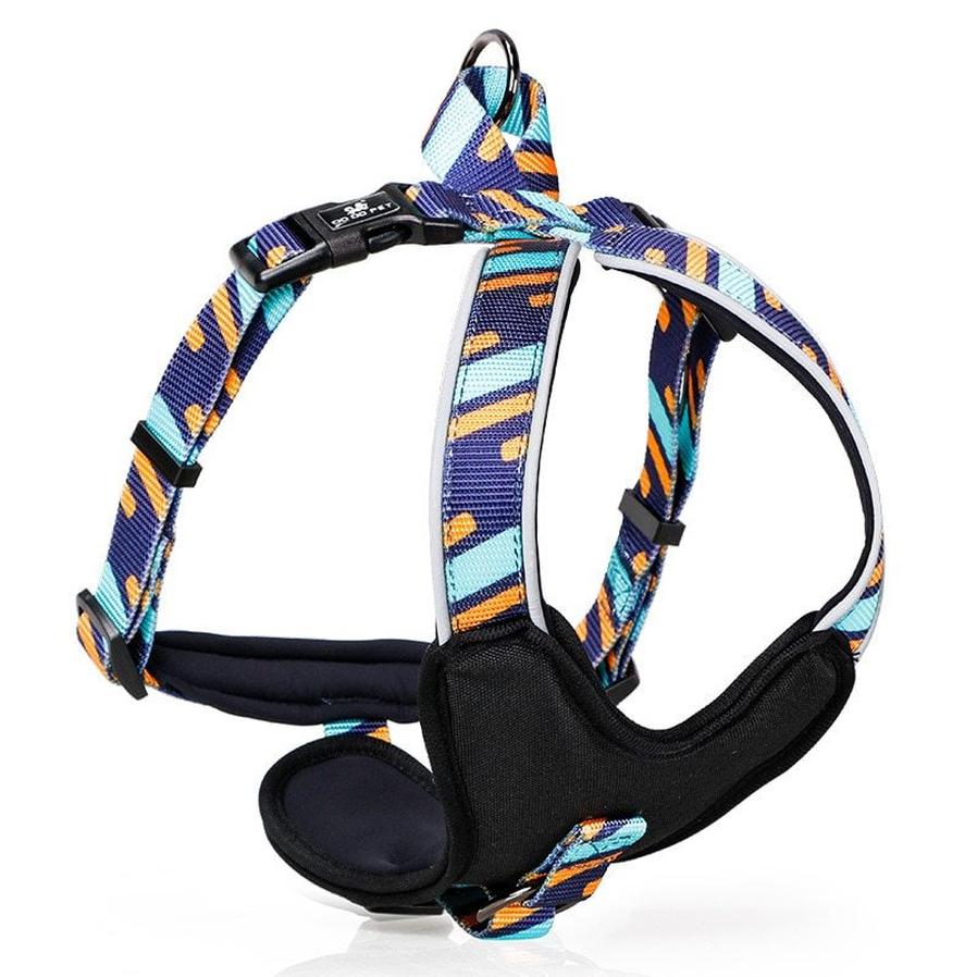 HKM-174867 Adjustable Pet Chest Strap in Blue, Red, or Wave - Sizes S to L for Dogs 5-35kg