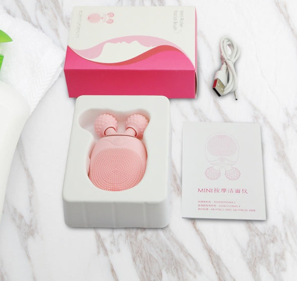 HKM-174867 Rechargeable Electric Facial Cleansing Massager with Waterproof Silicone and Multi-Function Vibrating Feature