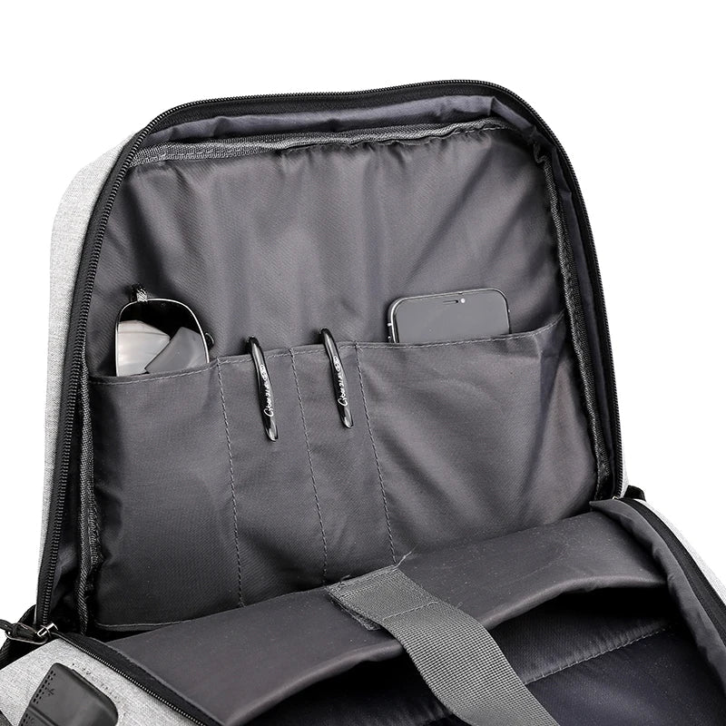HKM-175059 Stylish Waterproof Business Laptop Backpack with USB Charging Port and Custom Logo Options
