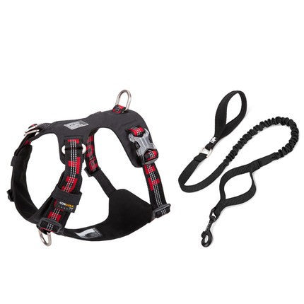 HKM-1752509 Adjustable Dog Harness with Traction Rope - Durable Oxford, Mesh, and Nylon for Outdoor Walking and Training