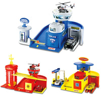 HKM-175251 Diecast Police Station Play Set with Alloy Vehicles for Kids Ages 3 and Up