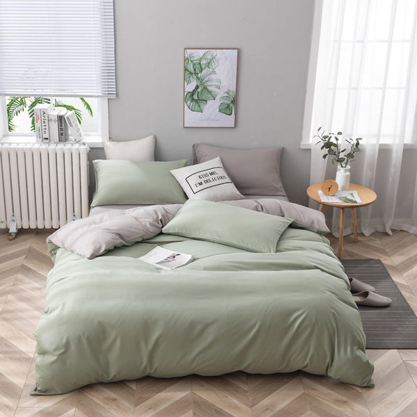 HKM-175315 Solid Color Quilt Cover Set - Four-Piece and Three-Piece Options, Available in Multiple Sizes