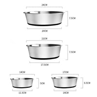 HKM-1753405 Durable Stainless Steel Non-Slip Pet Dog Bowl with Rubber Sole - Various Sizes Available