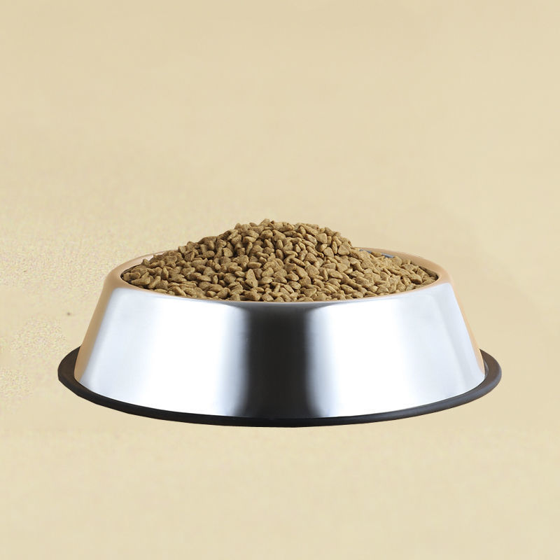 HKM-1753405 Durable Stainless Steel Non-Slip Pet Dog Bowl with Rubber Sole - Various Sizes Available