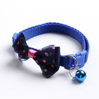 HKM-1755197 Adjustable Bowknot Cat Bell Nylon Collar - Multi-Color Options