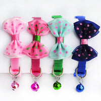HKM-1755197 Adjustable Bowknot Cat Bell Nylon Collar - Multi-Color Options