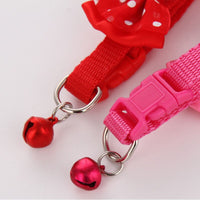 HKM-1755197 Adjustable Bowknot Cat Bell Nylon Collar - Multi-Color Options