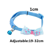 HKM-1755197 Adjustable Bowknot Cat Bell Nylon Collar - Multi-Color Options