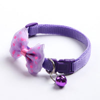 HKM-1755197 Adjustable Bowknot Cat Bell Nylon Collar - Multi-Color Options