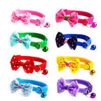 HKM-1755197 Adjustable Bowknot Cat Bell Nylon Collar - Multi-Color Options