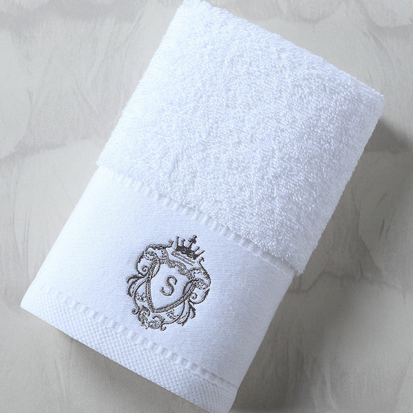HKM-175571 Oversized Pure Cotton Embroidered Bath Towel - Absorbent Facial Towel in White, Dark Grey or Peacock Blue
