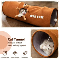 HKM-1756477 Collapsible Cat Tunnel with Plush Ball for Indoor Play – Easy to Clean and Store
