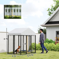 HKM-1756861 Spacious Outdoor Dog Kennel with Roof, Escape-Proof Lock, Waterproof & UV-Resistant Cover, 5.9' x 4' x 6'