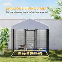 HKM-1756861 Spacious Outdoor Dog Kennel with Roof, Escape-Proof Lock, Waterproof & UV-Resistant Cover, 5.9' x 4' x 6'