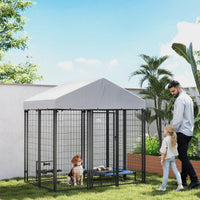 HKM-1756861 Spacious Outdoor Dog Kennel with Roof, Escape-Proof Lock, Waterproof & UV-Resistant Cover, 5.9' x 4' x 6'