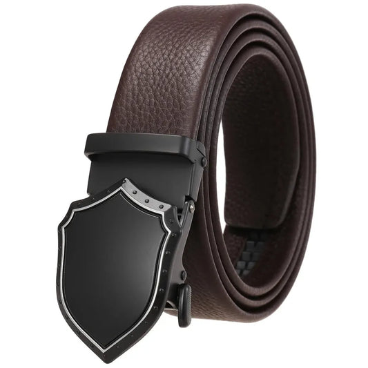HKM-175699 Automatic Buckle Business Leather Belt for Men - Adjustable Fit, Durable Design
