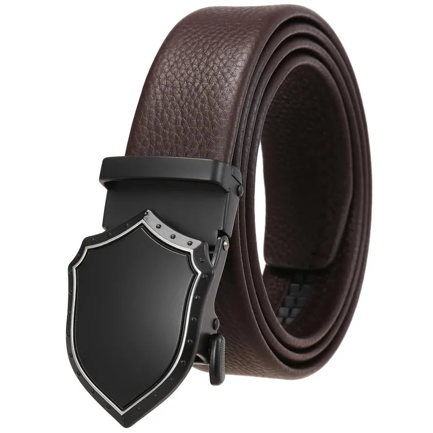 HKM-175699 Automatic Buckle Business Leather Belt for Men - Adjustable Fit, Durable Design