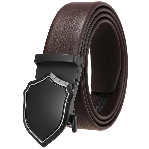 HKM-175699 Automatic Buckle Business Leather Belt for Men - Adjustable Fit, Durable Design