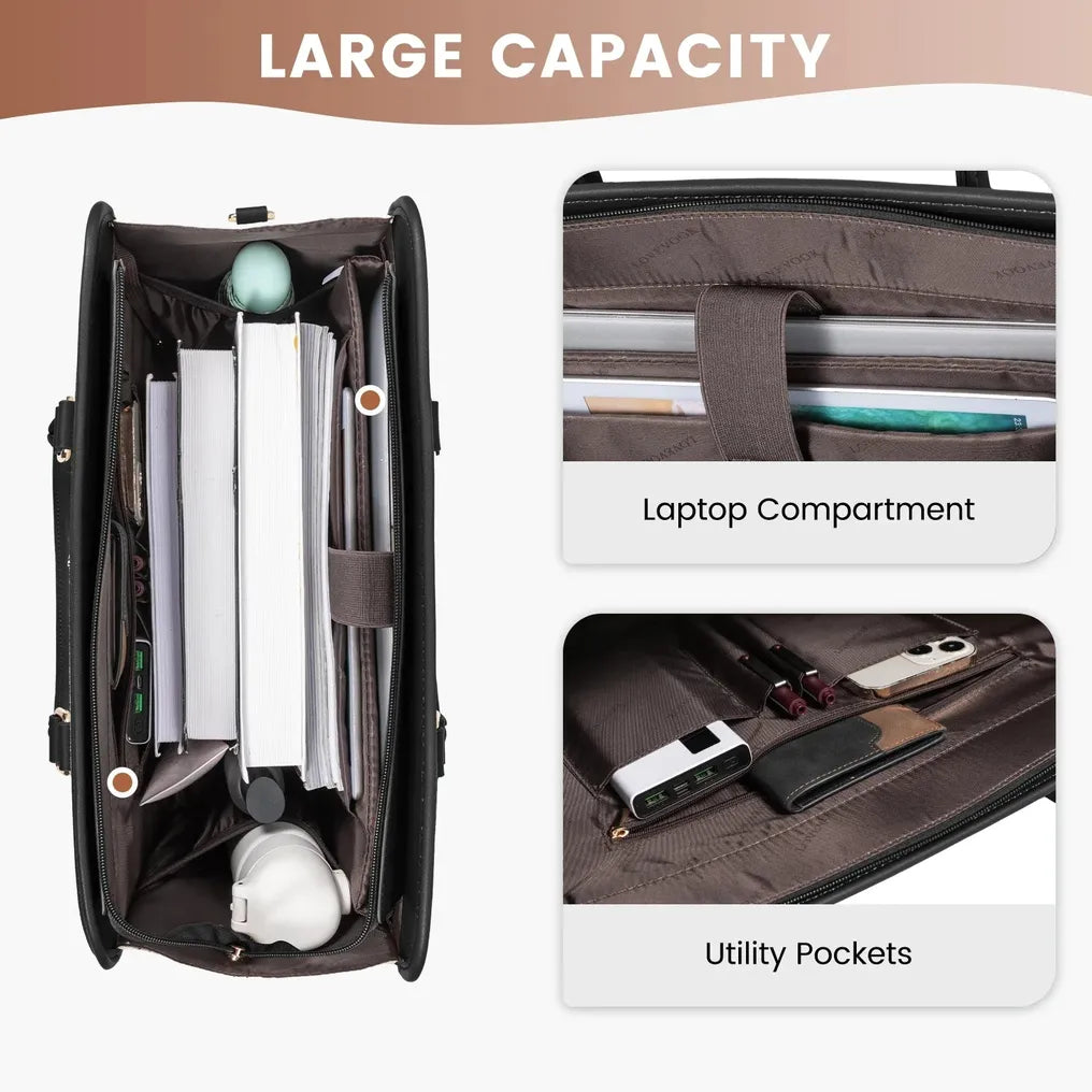 HKM-175699 Lightweight Canvas Laptop Tote Bag for Women - 15.6 Inch Office & College Briefcase with Shoulder Strap