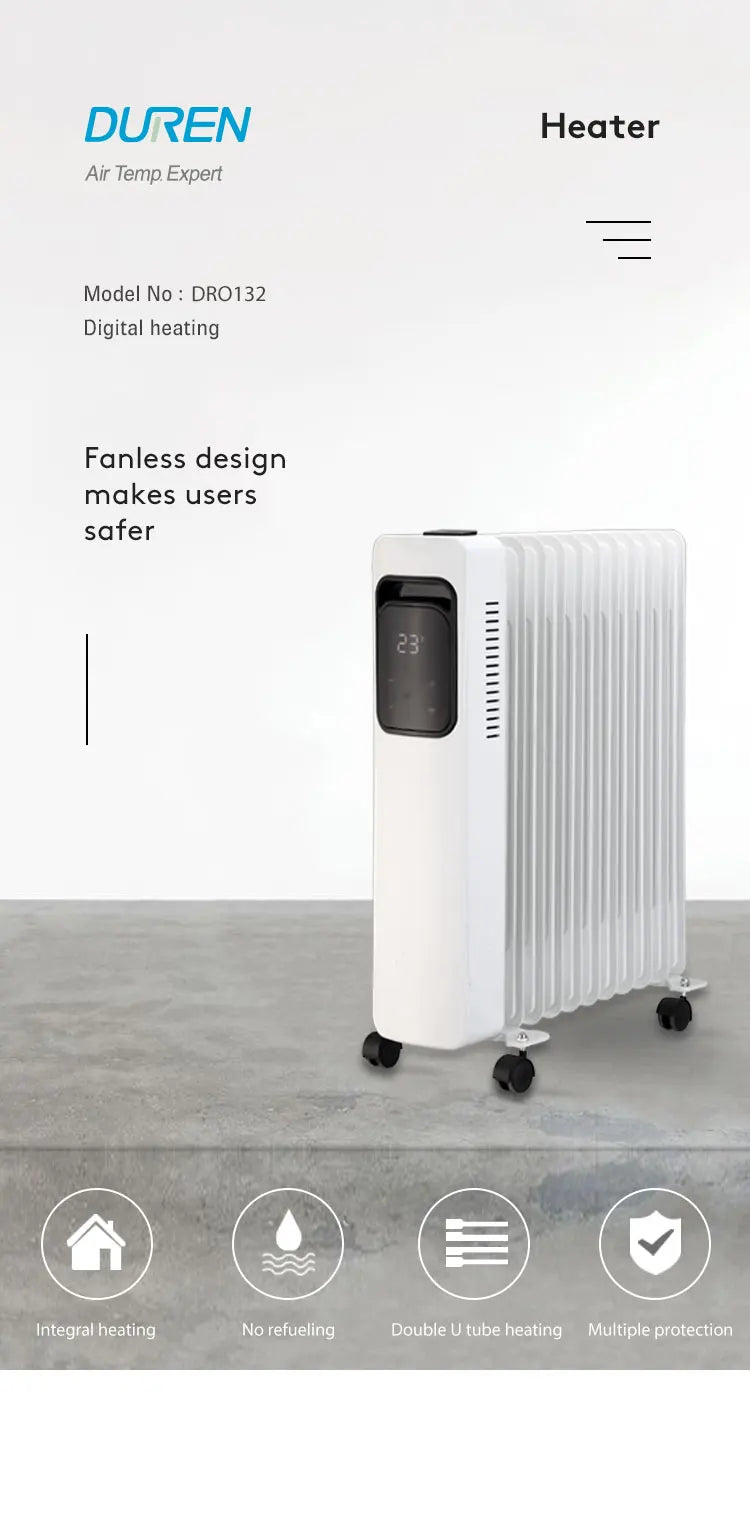 HKM-175763 Oil Filled Radiator Heater with Adjustable Thermostat and 24-Hour Timer - 5 to 13 Fins Options